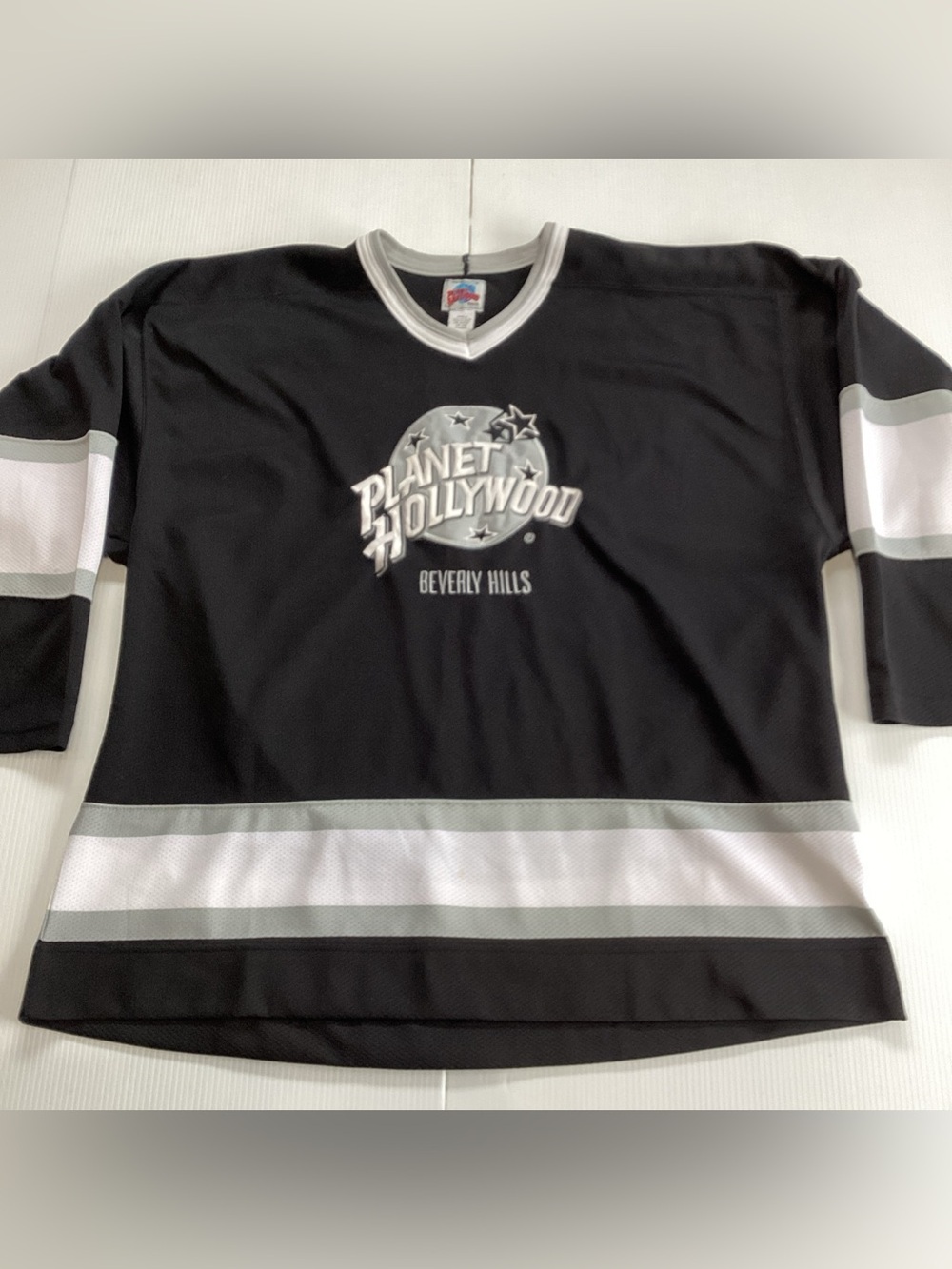 VTG 90s PLANET HOLLYWOOD Beverly Hills Hockey Jersey Men's XL Black